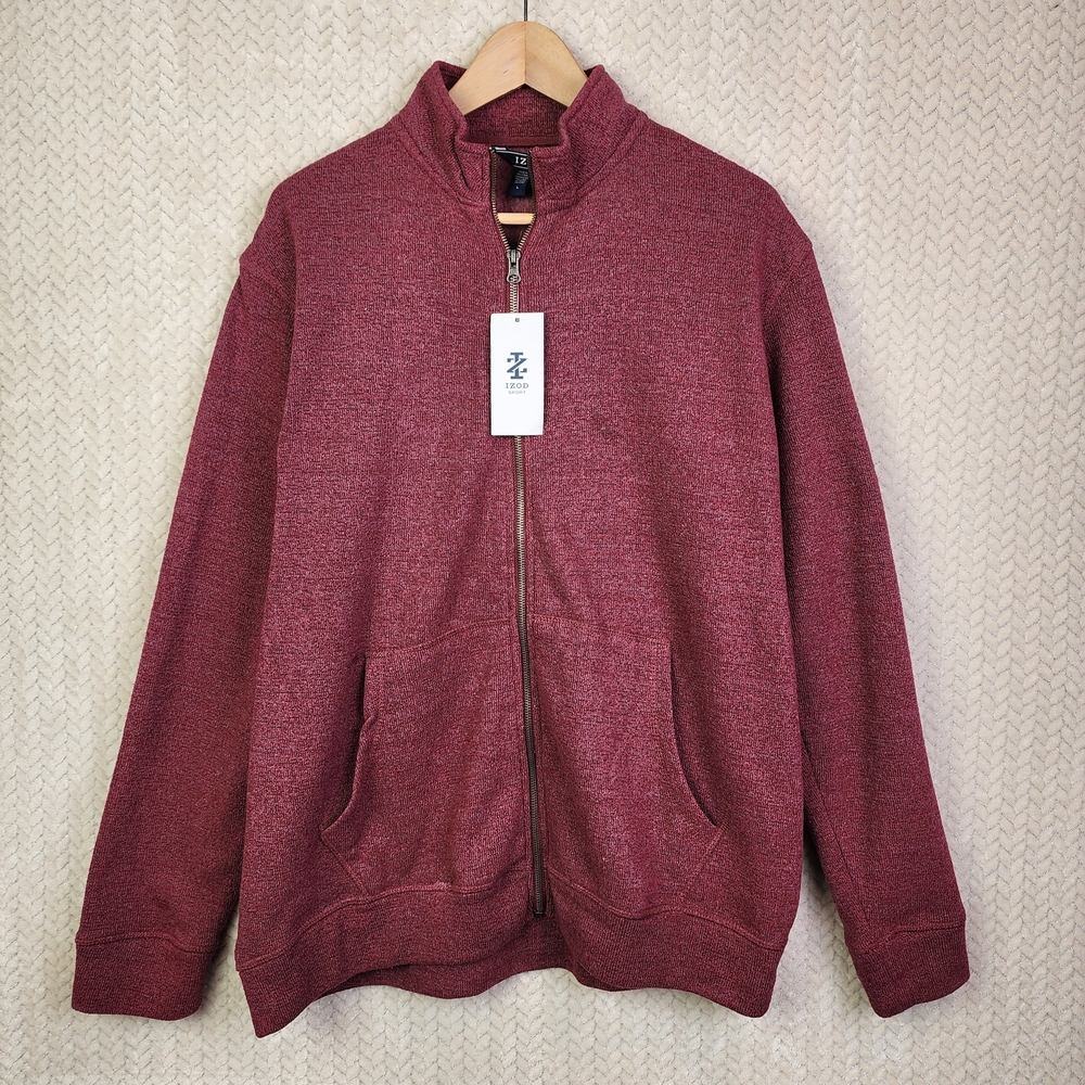 Izod 1/4 Zip Pullover Maroon Mens Size L NWT MSRP $75